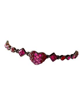Givenchy Crystal Heart Flex Bracelet Mixed Shapes Raspberry Pink Antique Gray